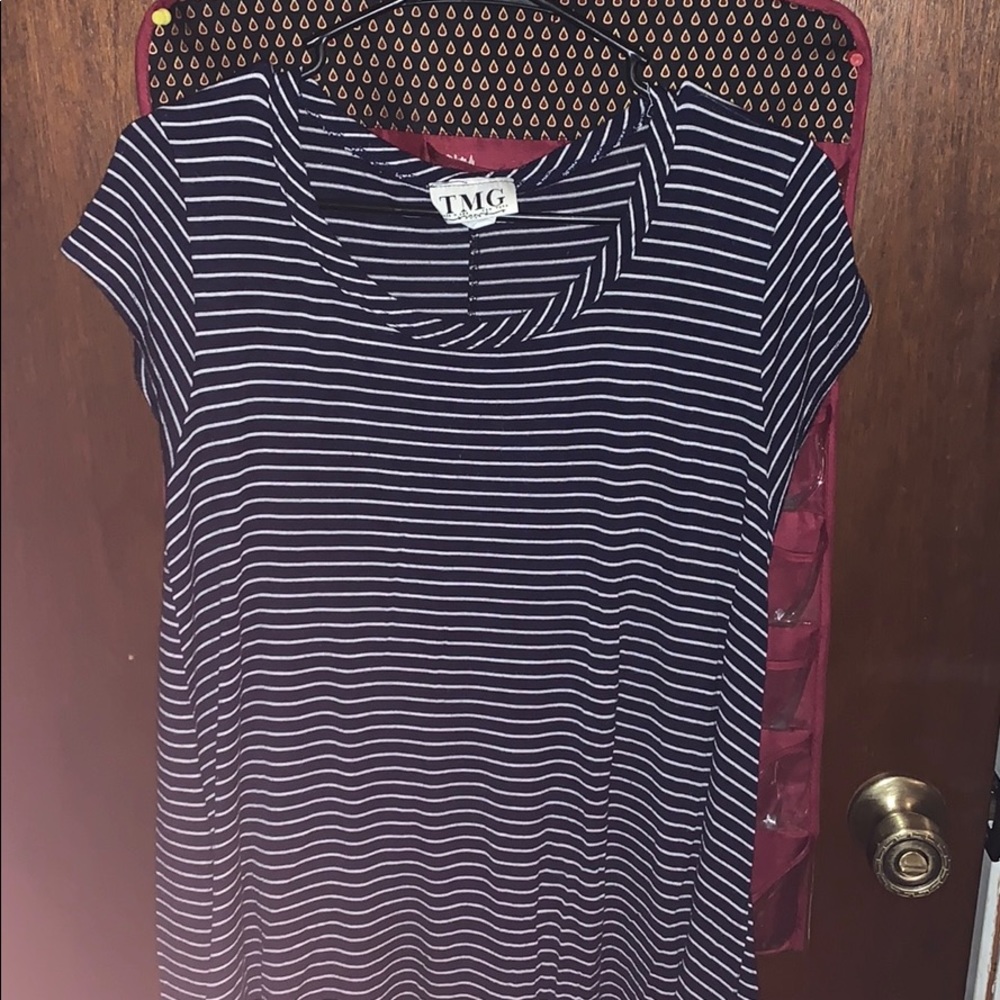 navy blue stripped dress